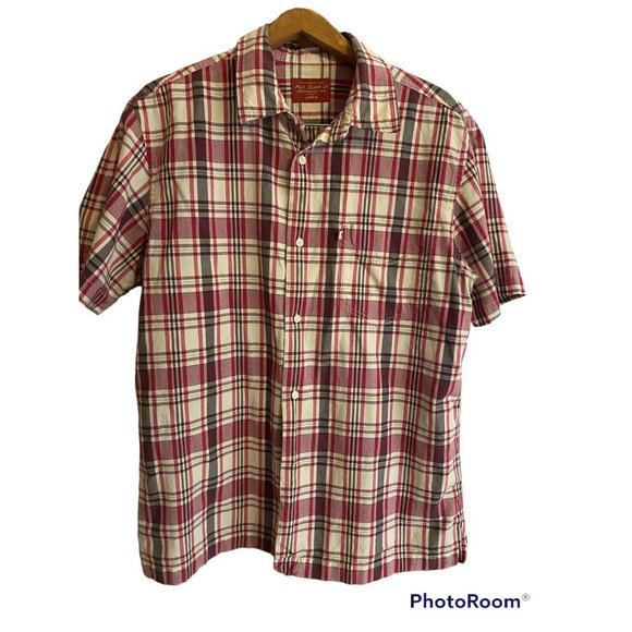 Ralph Lauren Polo Jeans Shirt Adult Large Red White Plaid Button Up Casual Mens - Picture 1 of 6